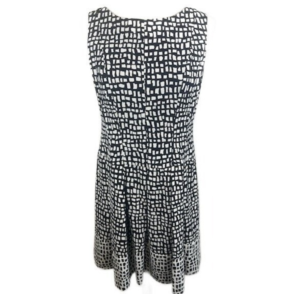 Lauren Ralph Lauren Dress Black White Geometric Print Career Casual Size 10